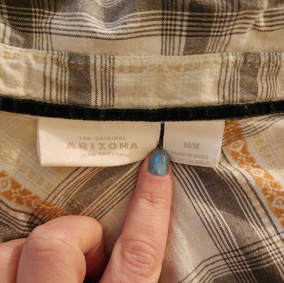 Arizona snap down shirt, cream, grey, Medium - Picture 5 of 6